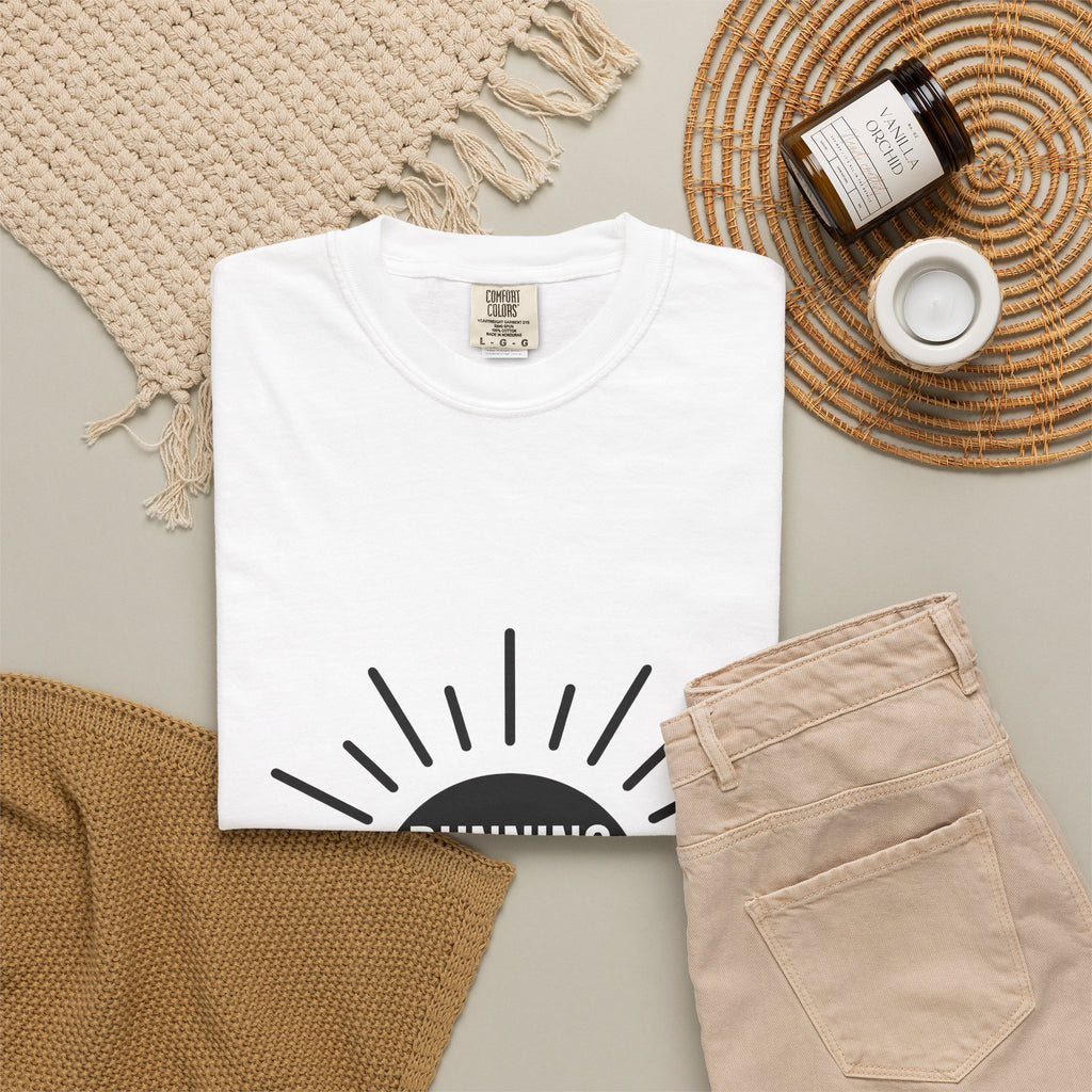 Dawn Illustration T-Shirt Running Exercise Gift Women Basic T-Shirt Morning T-Shirt Runner Enthusiast Simple T-Shirt Fitness Graphic Trendy