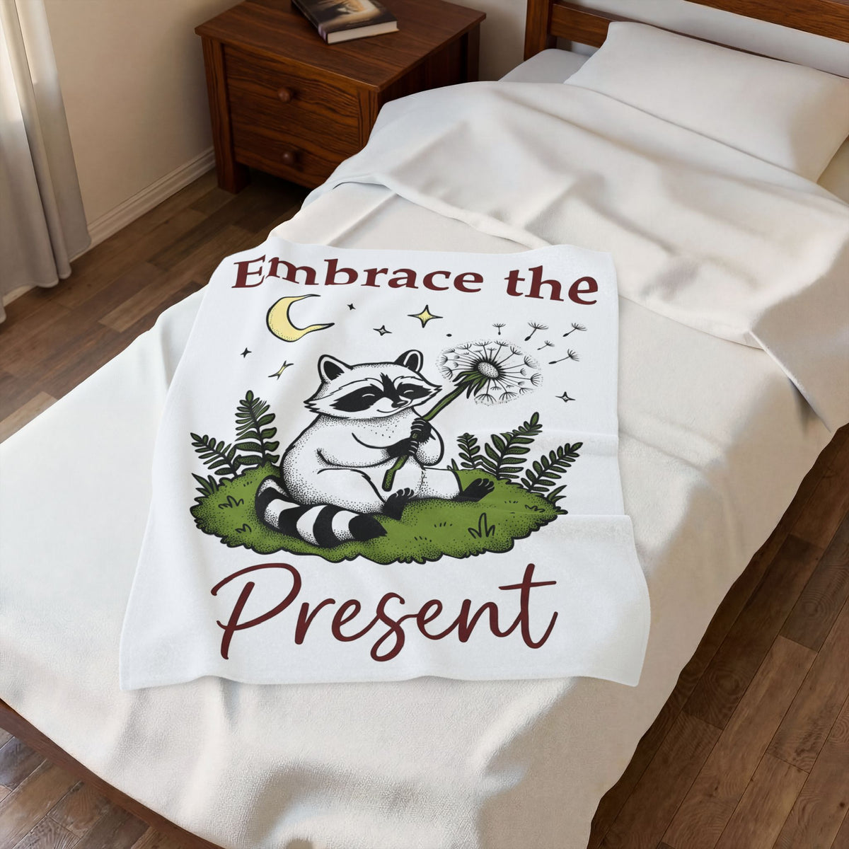 Raccoon Seed Blanket Cute Wildlife Gift Women Fanciful Blanket Trash Panda Blanket Adorable Fan Whimsical Blanket Animal Graphic Doodle Lunar