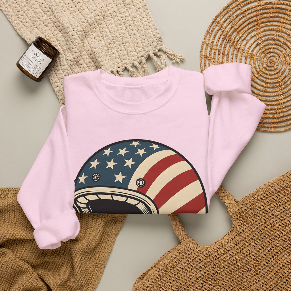 Us Flag Helmet Sweatshirt 4th Of July Liberty Gift Women Retro Sweatshirt Helmet Sweatshirt Patriot Fan Vintage Sweatshirt Retro Graphic Sweatshirt Vintage Star