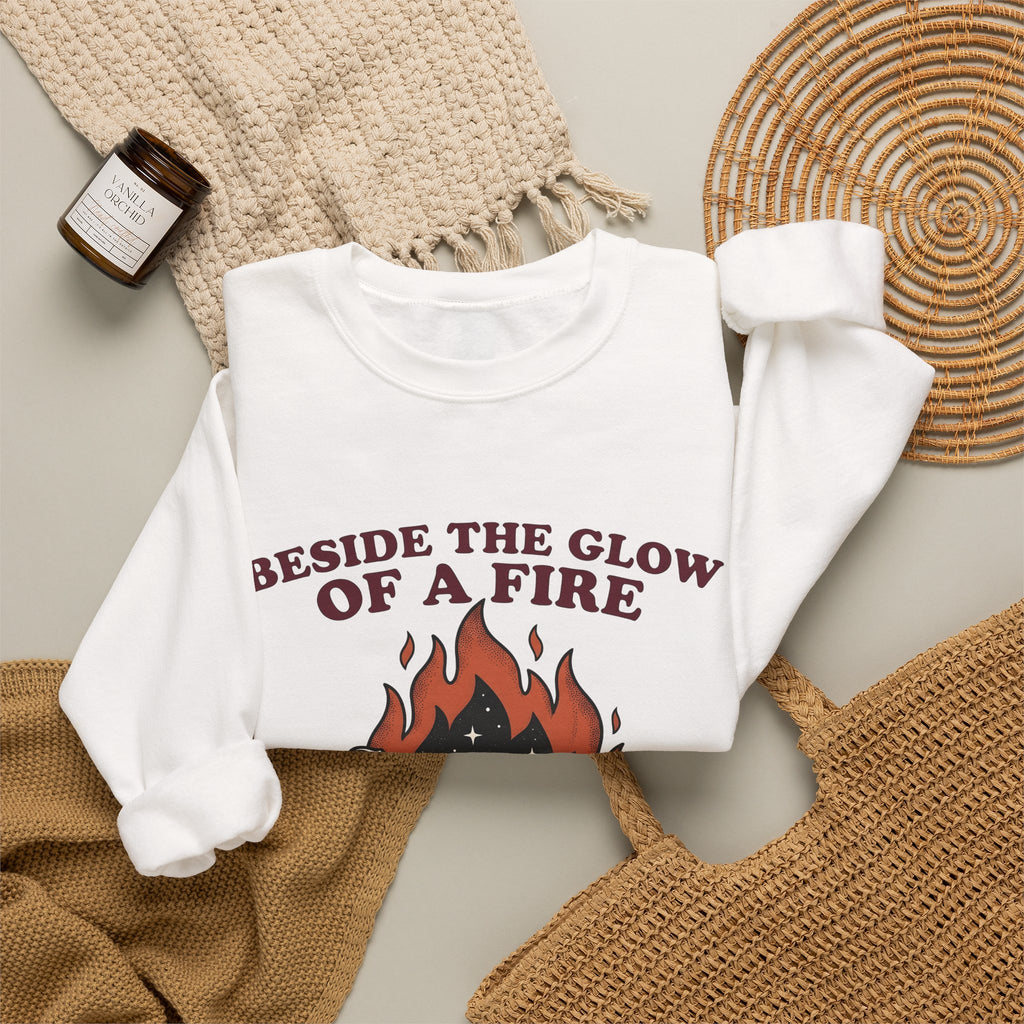 Campfire View Sweatshirt Camping Adventure Gift Women Line Art Sweatshirt Bonfire Sweatshirt Camper Fan Minimalist Sweatshirt Exploration Graphic Cartoon