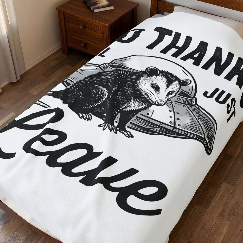 Opossum Ufo Blanket Funny Critter Gift Women Sketch Blanket Possum Ufo Blanket Humor Fan Cartoon Blanket Creature Graphic Doodle Alien Ship Blanket