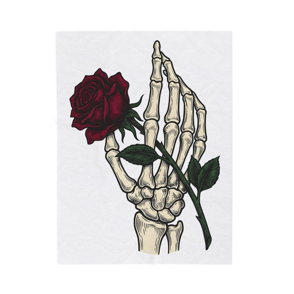 Skeleton Hand Blanket Halloween Gothic Gift Women Tattoo Blanket Bony Finger Blanket Horror Fan Ink Blanket Dark Graphic Vintage Rose Blanket