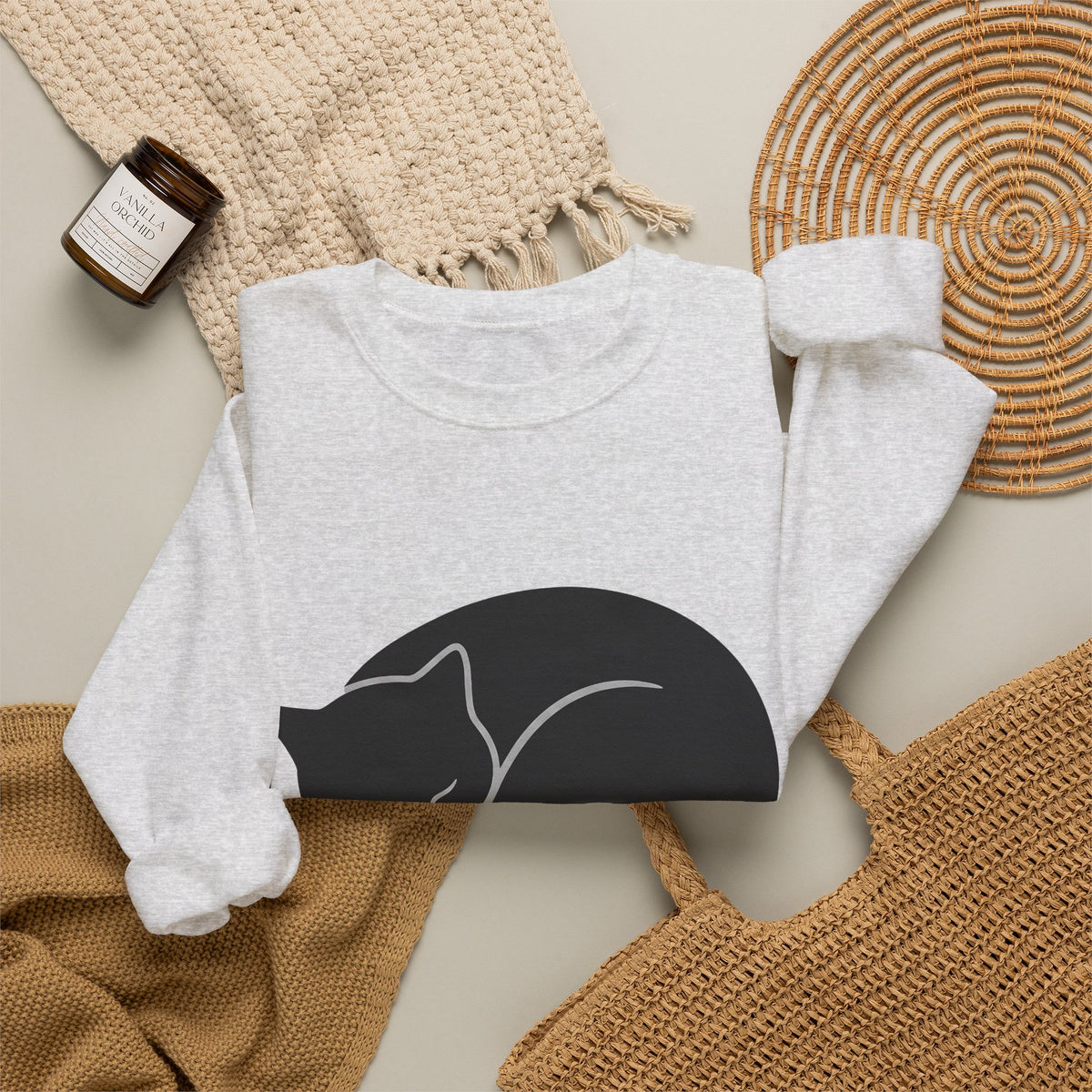Dozing Feline Sweatshirt Cat Creature Gift Women Geometric Sweatshirt Cat Sweatshirt Kitty Fan Abstract Sweatshirt Beast Graphic Minimalist Claw Sweatshirt