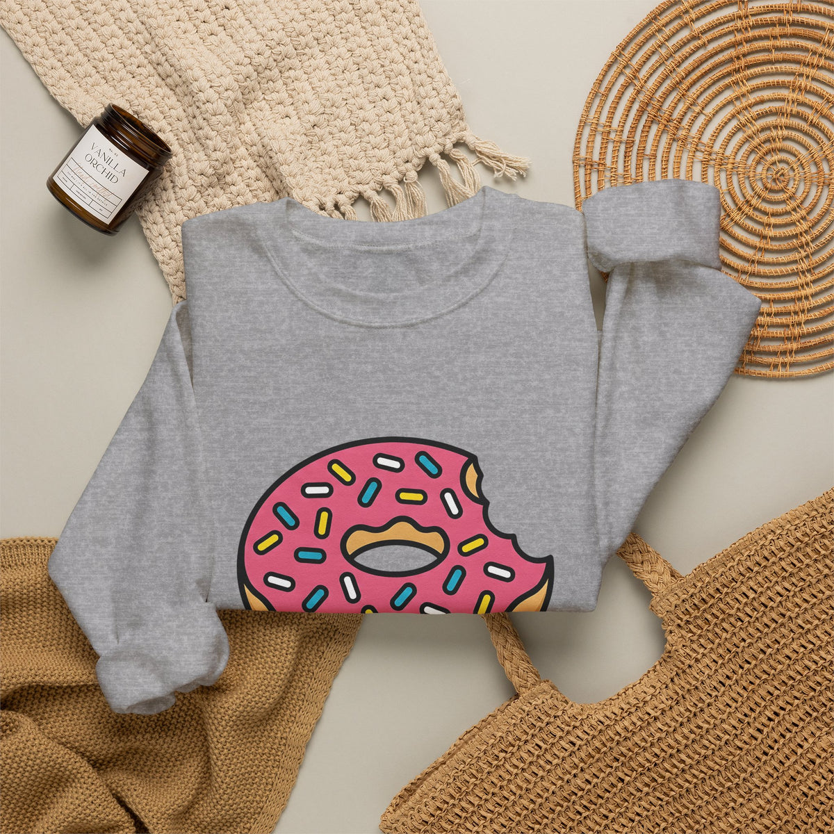 Donut Drawing Sweatshirt Desserts Cuisine Gift Women Charming Sweatshirt Doughnut Sweatshirt Pastry Fan Cartoon Sweatshirt Food Graphic Animation Candy Sweatshirt