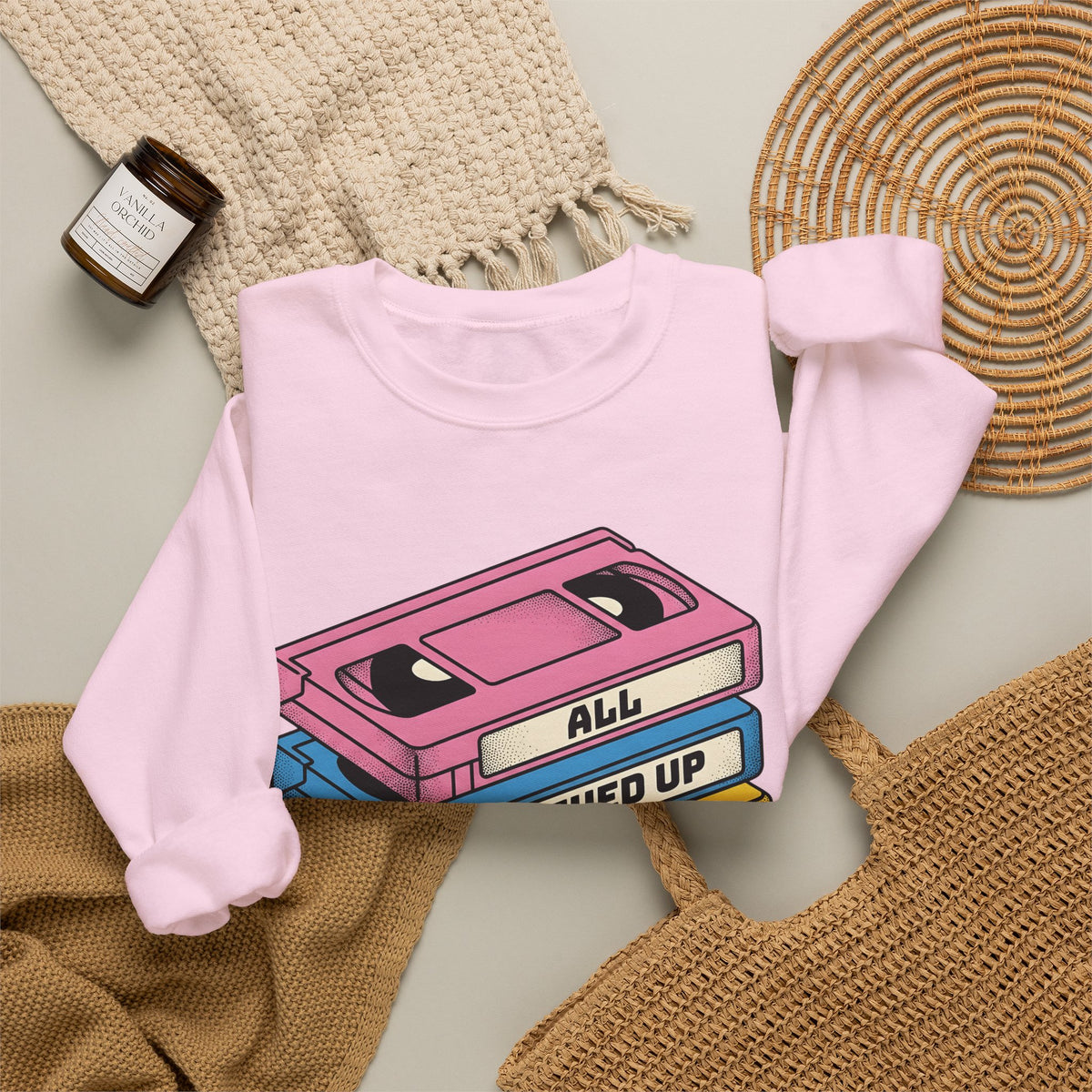 Vhs Tape Stack Sweatshirt St Valentine's Day Nostalgia Gift Women Retro Sweatshirt Videotape Sweatshirt Valentine Fan Vintage Sweatshirt Retro Illustration Pop