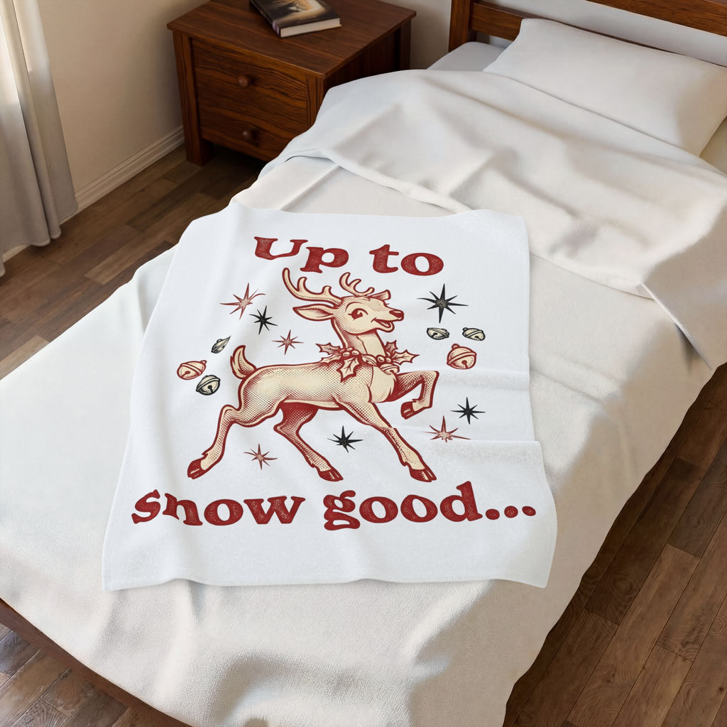 Reindeer Graphic Blanket Christmas Holiday Gift Women Vintage Blanket Caribou Blanket Xmas Fan Distressed Blanket Seasonal Graphic Retro Jingle