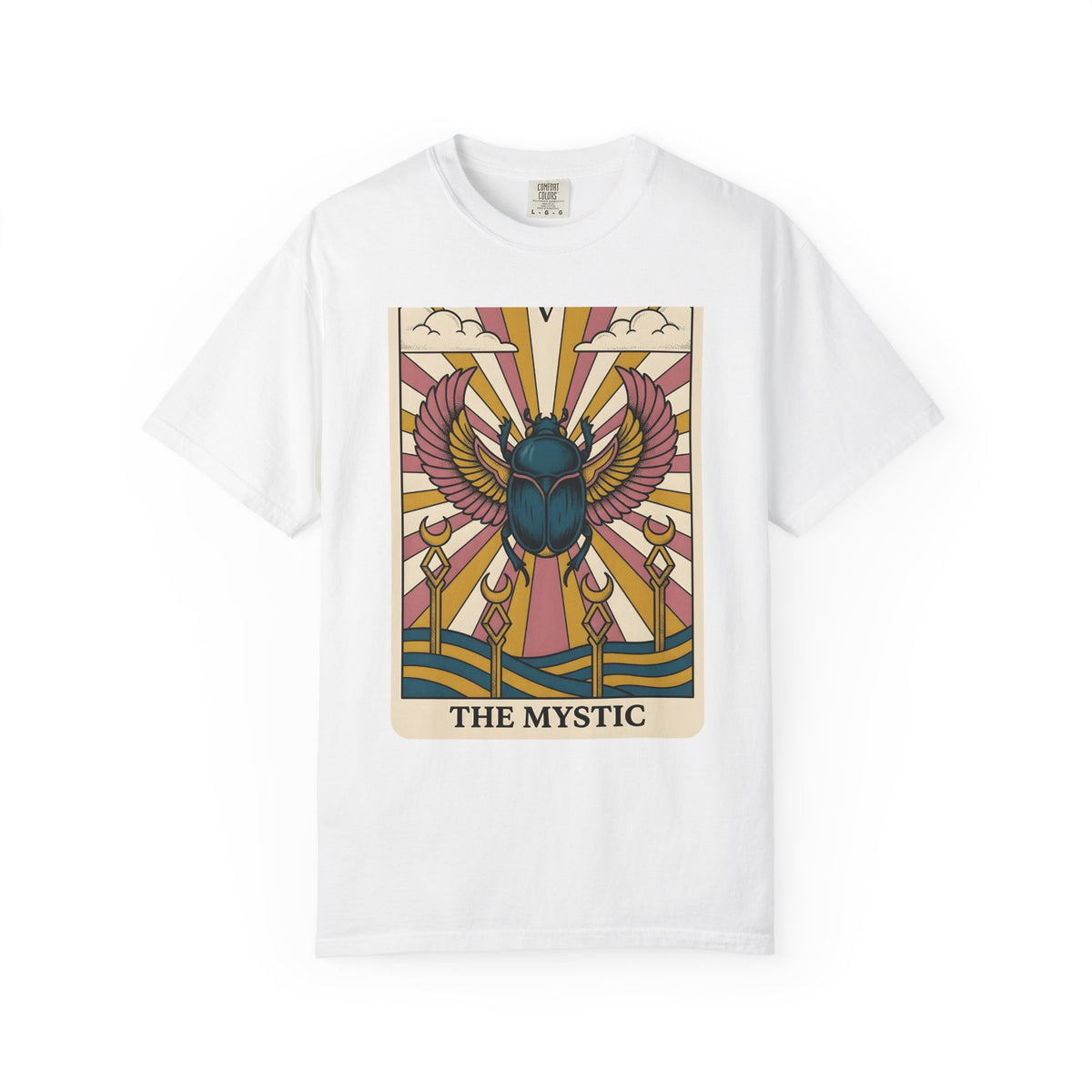 Beetle T-Shirt Boho Chic Esoteric Gift Women Divination Card T-Shirt Bug T-Shirt Bohemian Fan Tarot T-Shirt Mystical Graphic Hand Drawn Crescent