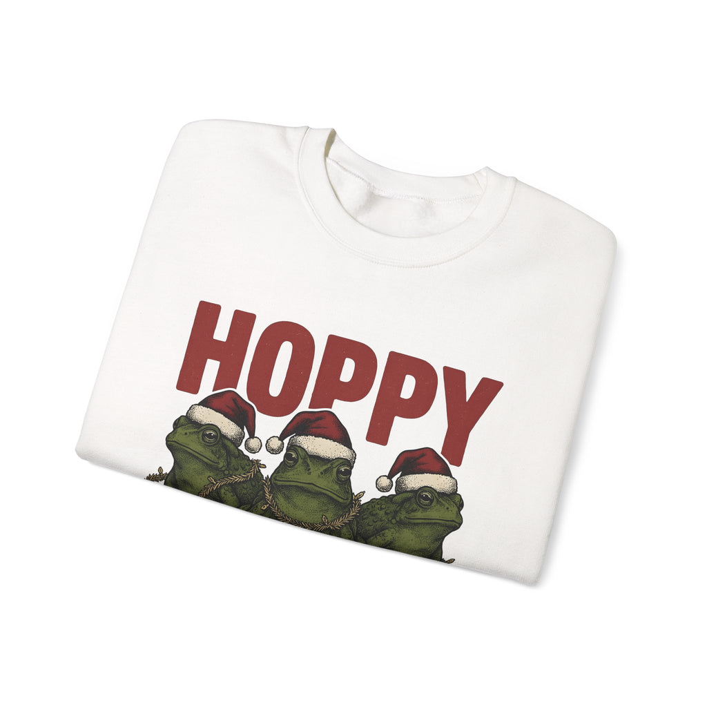 Frog Holiday Hats Christmas Wildlife Gift Hand Drawn Toad Xmas Fan Illustrated Animal Line Sweatshirt