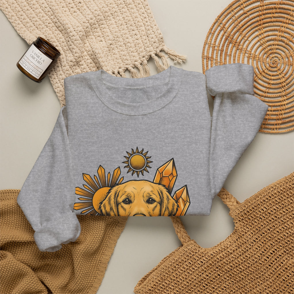 Golden Retriever Sweatshirt Dog Sunlight Gift Women Bohemian Sweatshirt Retriever Sweatshirt Dog Fan Puppy Sweatshirt Sunshine Graphic Retro Crystals Sweatshirt
