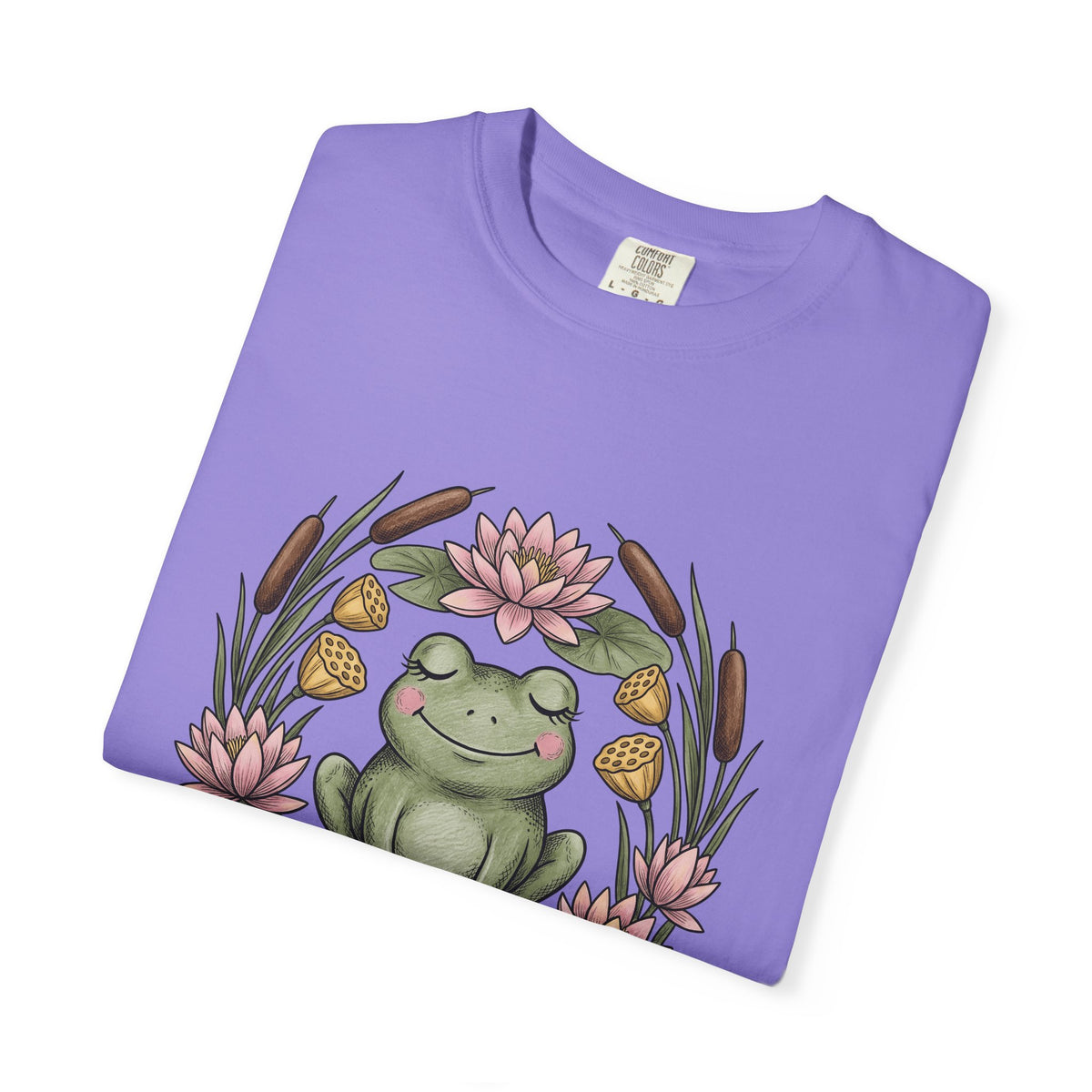 Frog Lotus Blossom T-Shirt Boho Chic Environment Gift Women Line Art T-Shirt Toad T-Shirt Bohemian Fan Minimalist T-Shirt Eco Graphic Distressed