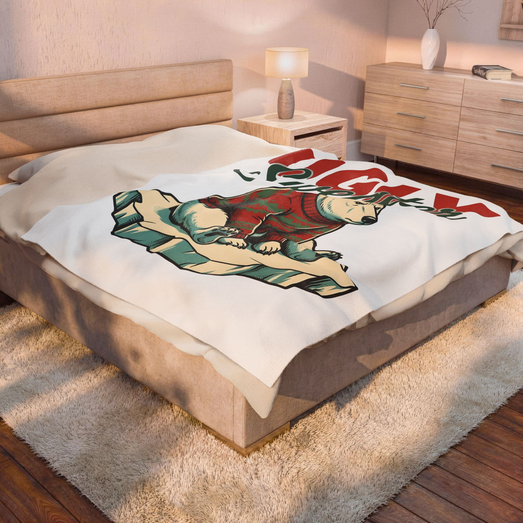 Arctic Bear Sweater Christmas Fauna Gift Nostalgic Polar Bear Xmas Fan Vintage Wildlife Doodle Blanket