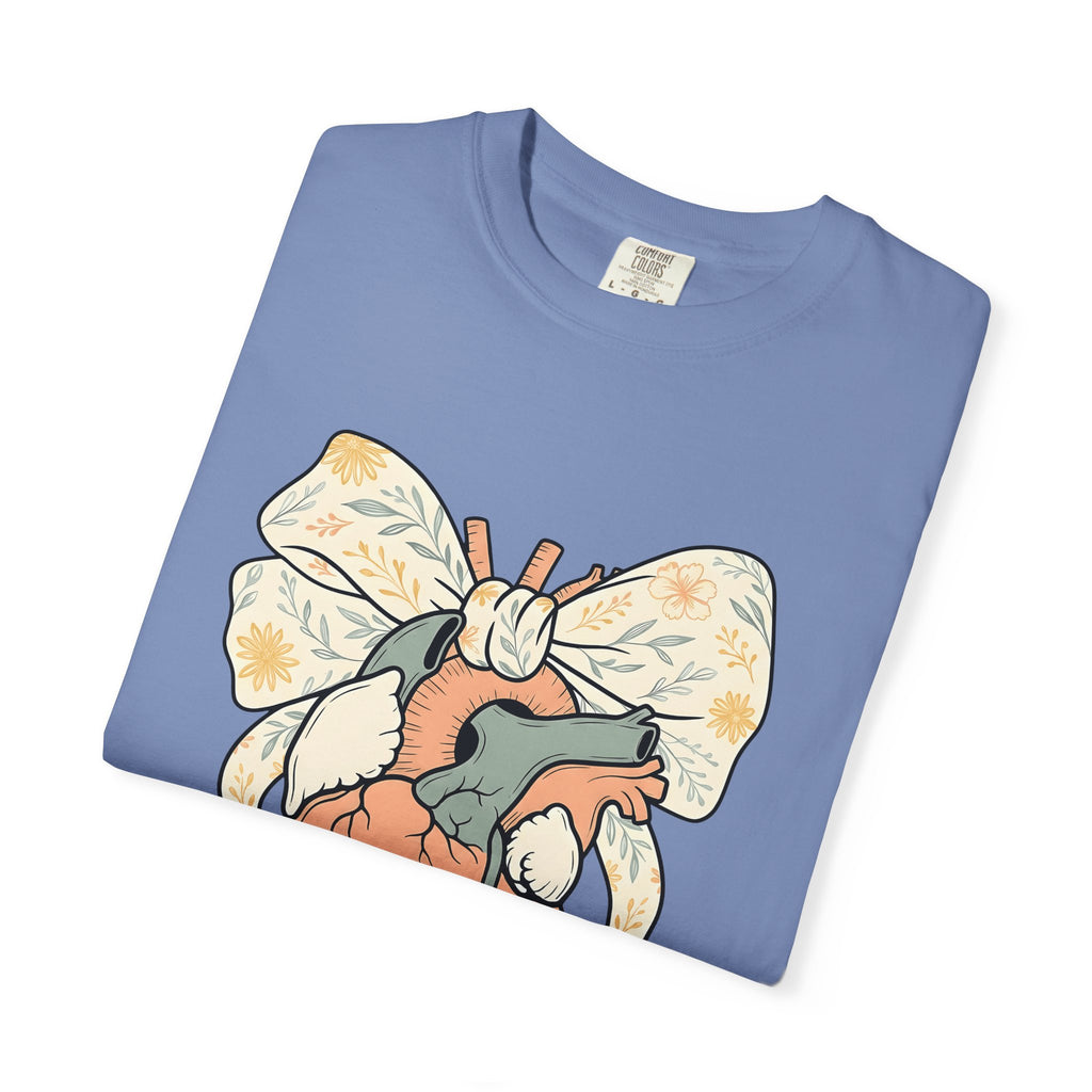 Realistic Heart T-Shirt Nurses Medicine Gift Women Flower T-Shirt Heart T-Shirt Nurse Enthusiast Floral T-Shirt Medical Graphic Classic Knot T-Shirt