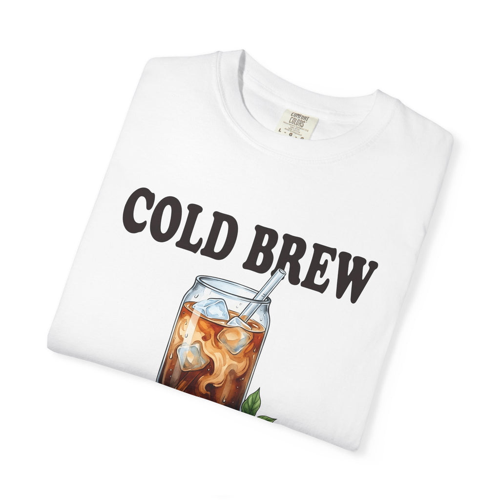 Cold Brew T-Shirt Coffee Gourmet Gift Women Hand Painted T-Shirt Cold Brew Coffee T-Shirt Coffee Fan Hand Drawn T-Shirt Gourmet Design Retro Coffee