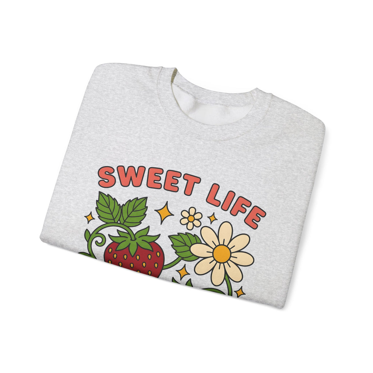Strawberry Flower Boho Chic Produce Gift Strawberry Hippie Fan Illustrated Fruit Vintage Sweatshirt