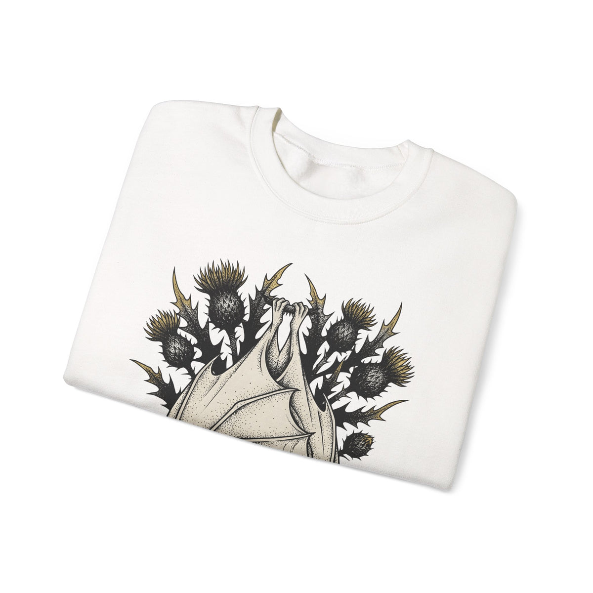 Bat Design Sweatshirt Halloween Greenery Gift Women Macabre Sweatshirt Bat Sweatshirt Horror Fan Dark Sweatshirt Foliage Graphic Sketch Bloom Sweatshirt