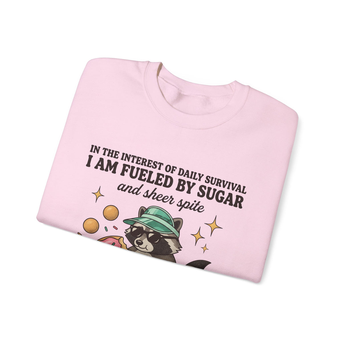 Raccoon Pastry Sweatshirt Desserts Wildlife Gift Women Comic Sweatshirt Pastry Chef Sweatshirt Sweets Fan Cartoon Sweatshirt Animal Graphic Vintage Candy Dots
