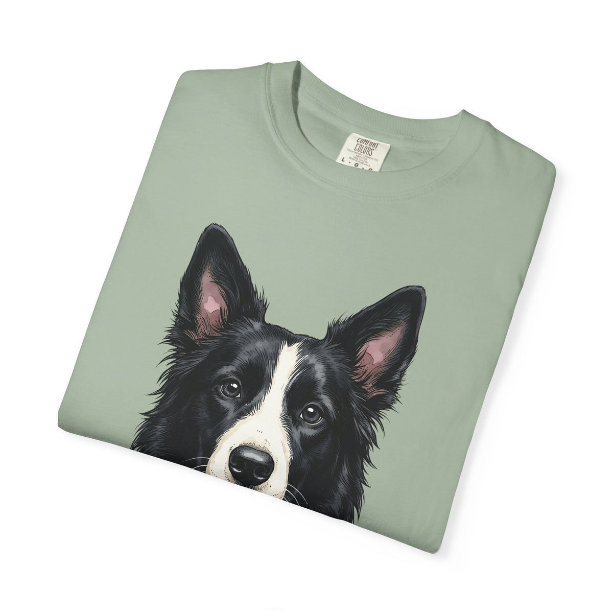 Border Collie Puppy T-Shirt Dog Pets Gift Women Line Art T-Shirt Puppy T-Shirt Dog Fan Collie T-Shirt Animal Graphic Hand Drawn Woven Collar T-Shirt