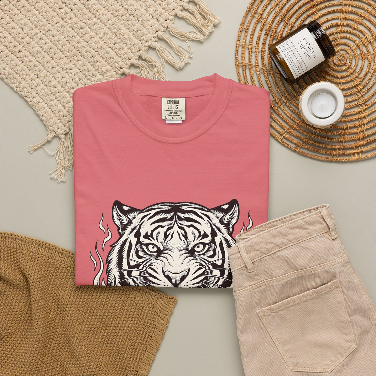 Tiger Face T-Shirt Tiger Wildlife Gift Women Tribal T-Shirt Tiger T-Shirt Tiger Fan Big Cat Graphic Retro Fire T-Shirt