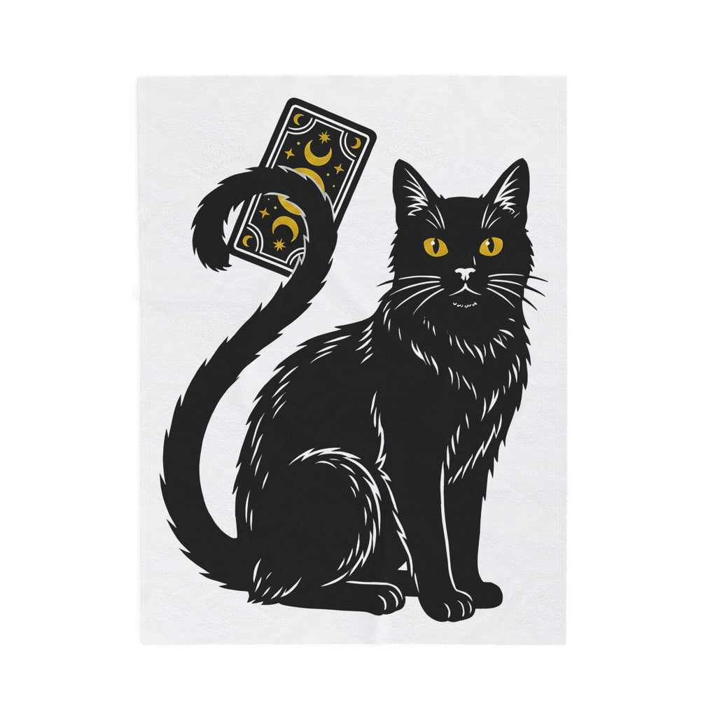 Black Cat Blanket Cat Witchcraft Gift Women Mystical Blanket Cat Blanket Feline Fan Occult Graphic Vintage Tarot Card Blanket