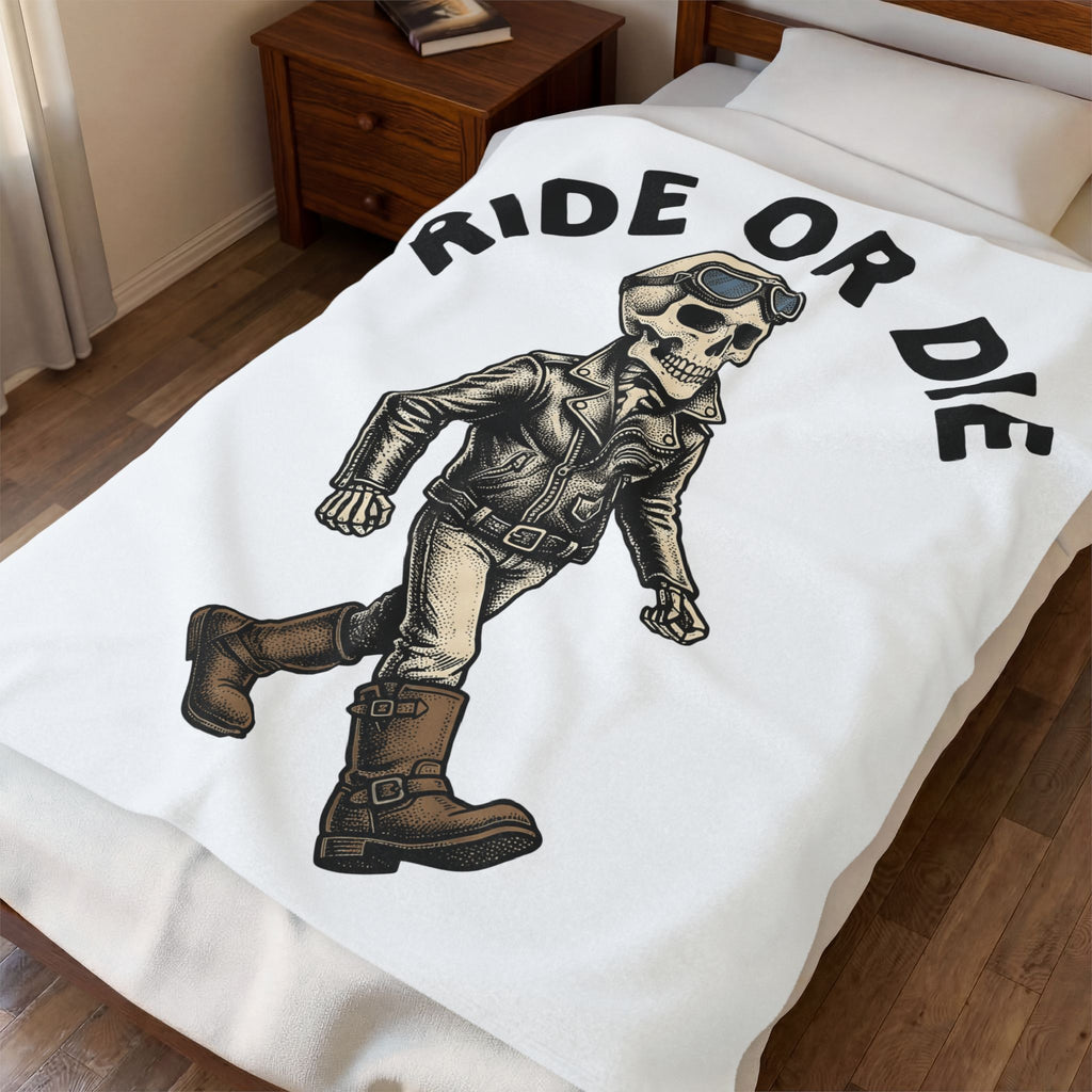 Bony Biker Blanket Halloween Chopper Gift Women Old School Blanket Biker Blanket Horror Fan Retro Blanket Motorcycle Graphic Grunge Shades Blanket