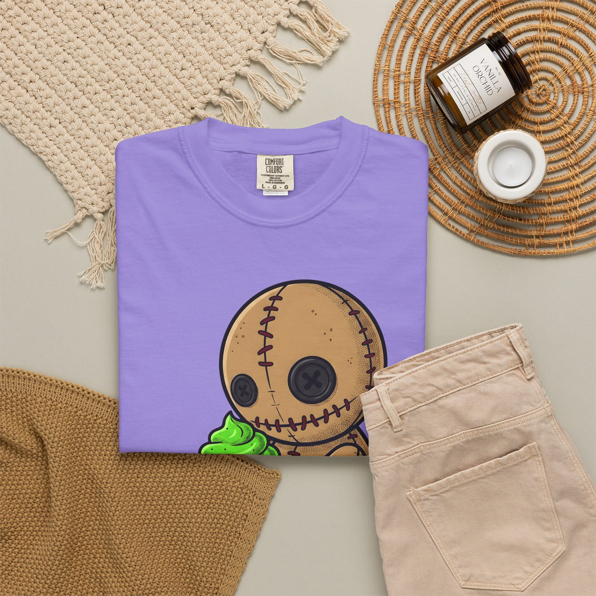 Voodoo Doll T-Shirt Desserts Spooky Gift Women Cartoon T-Shirt Poppet T-Shirt Pastry Fan Comic T-Shirt Horror Graphic Gothic Cupcake T-Shirt