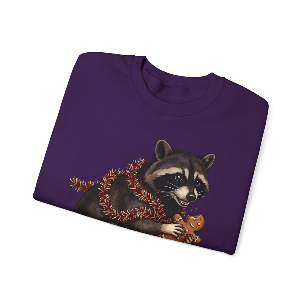 Raccoon Graphic Sweatshirt Christmas Animal Gift Women Cute Sweatshirt Trash Panda Sweatshirt Xmas Fan Wildlife Graphic Illustration Hand Drawn Gingerbread