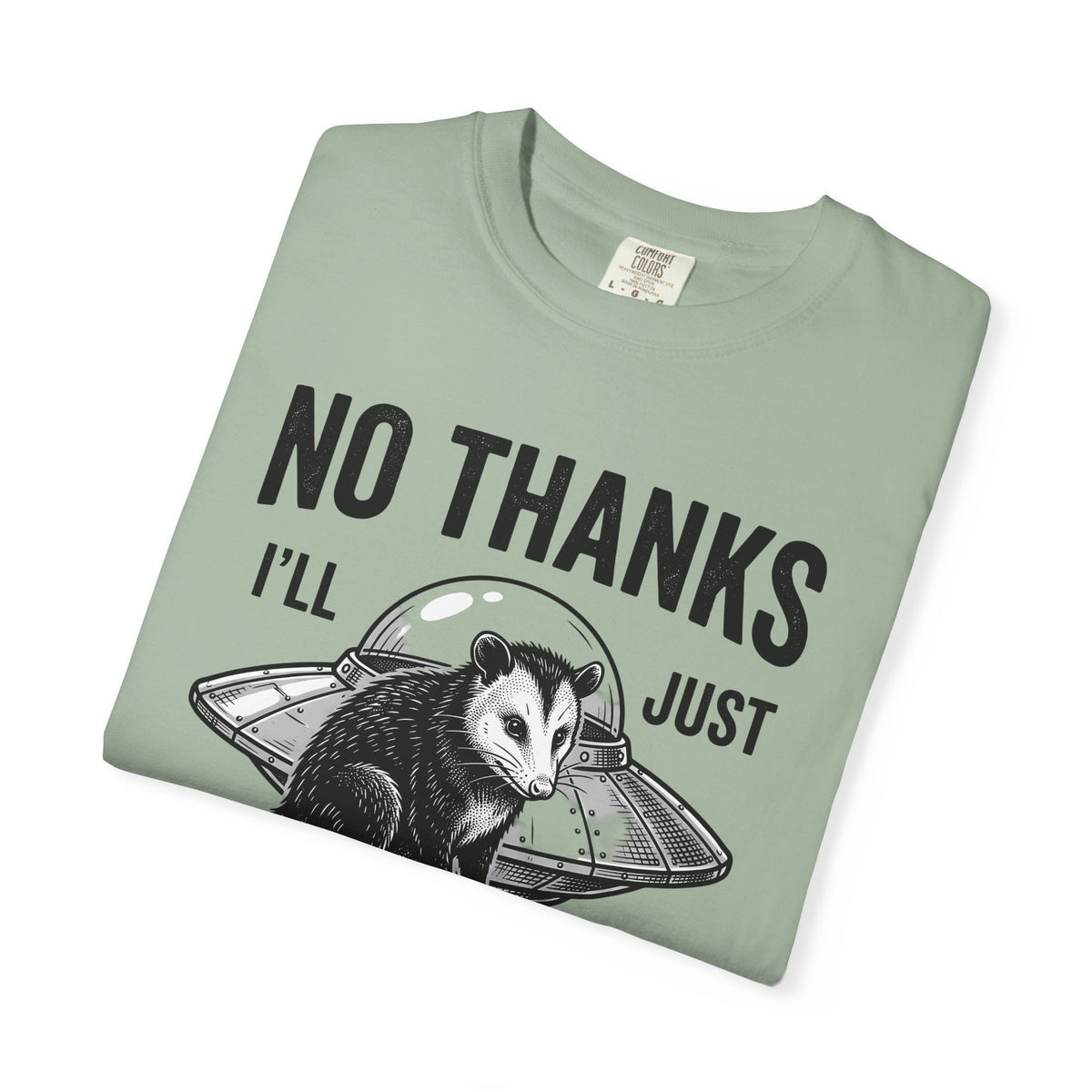 Opossum Ufo T-Shirt Funny Critter Gift Women Sketch T-Shirt Possum Ufo T-Shirt Humor Fan Cartoon T-Shirt Creature Graphic Doodle Alien Ship T-Shirt