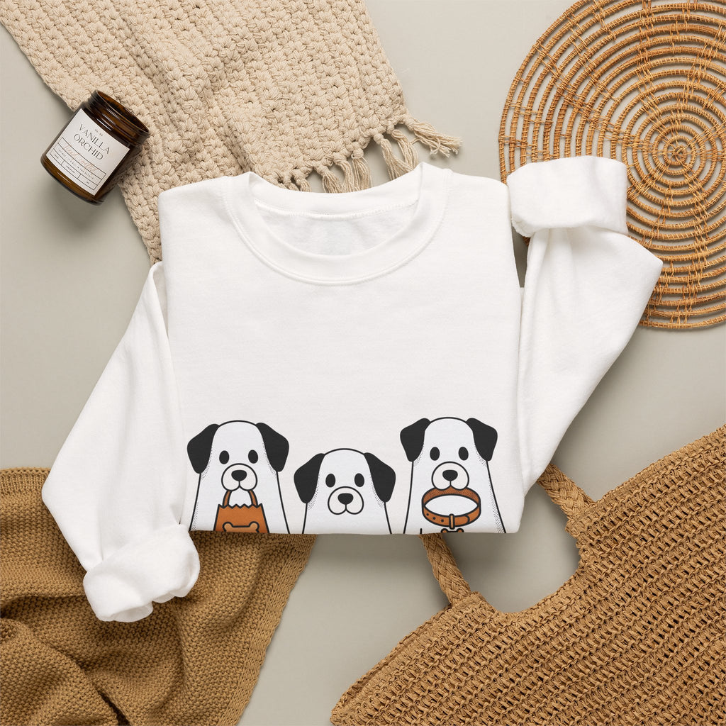 Phantom Puppies Halloween Pet Owner Gift Comic Ghost Dogs Spooky Fan Cartoon Dog Mom Sweatshirt