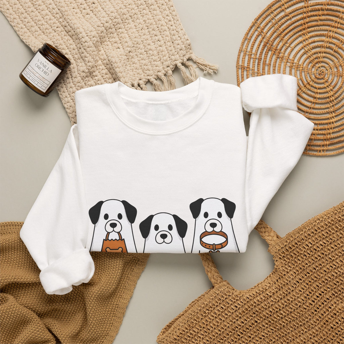 Phantom Puppies Halloween Pet Owner Gift Comic Ghost Dogs Spooky Fan Cartoon Dog Mom Sweatshirt