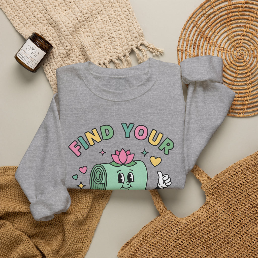 Workout Mat Design Sweatshirt Yoga Relaxation Gift Women Doodle Sweatshirt Exercise Mat Sweatshirt Yoga Enthusiast Hand Drawn Sweatshirt Calming Illustration