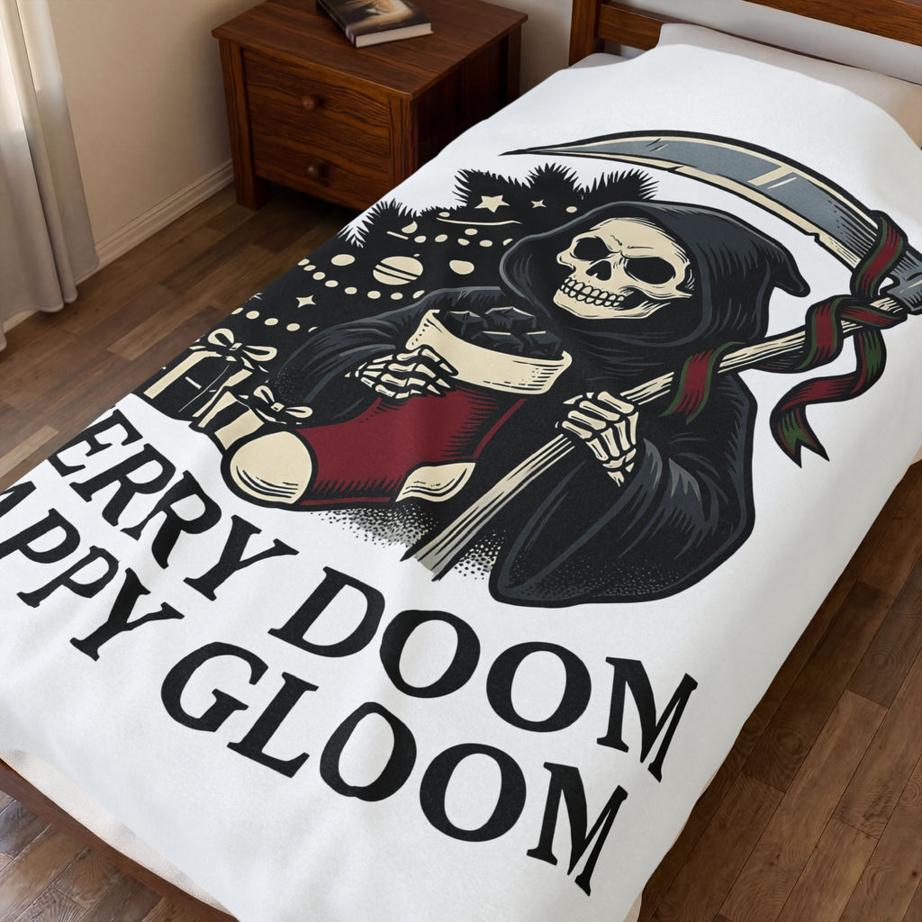 Death Figure Blanket Christmas Dark Gift Women Distressed Blanket Grim Reaper Blanket Xmas Fan Gothic Blanket Macabre Graphic