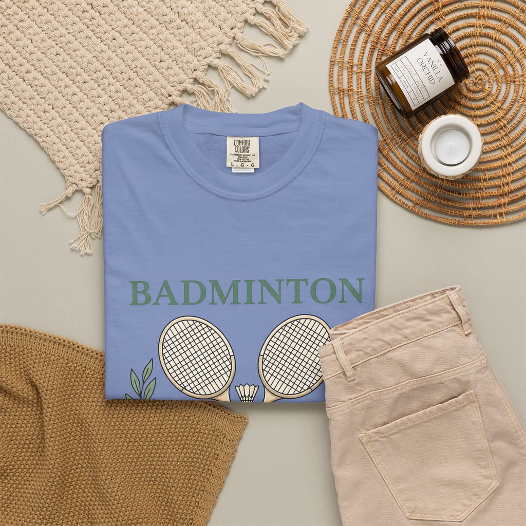 Birdie Rackets T-Shirt Badminton Fitness Gift Women Retro T-Shirt Shuttlecocks T-Shirt Badminton Enthusiast Vintage T-Shirt Workout Graphic Doodle