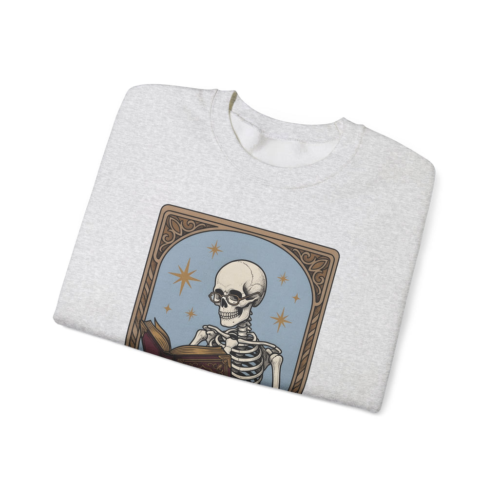 Skeleton Reading Book Sweatshirt Gothic Academic Gift Women Vintage Sweatshirt Skeleton Sweatshirt Dark Fan Retro Sweatshirt Scholar Graphic Tarot Coffee Cup