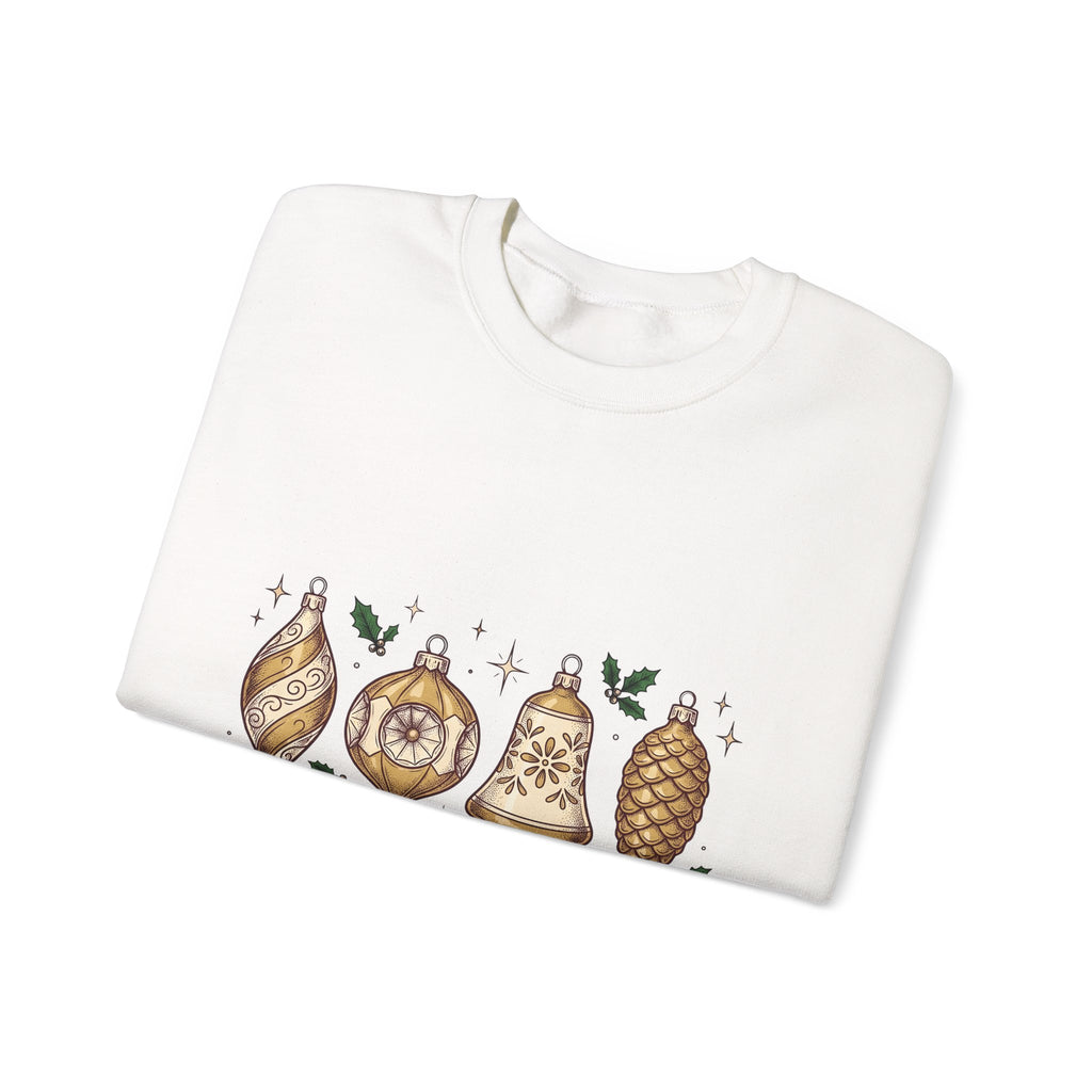 Festive Ornaments Sweatshirt Christmas Event Gift Women Line Art Sweatshirt Baubles Sweatshirt Xmas Fan Illustration Graphic Sweatshirt Hand Painted Pine