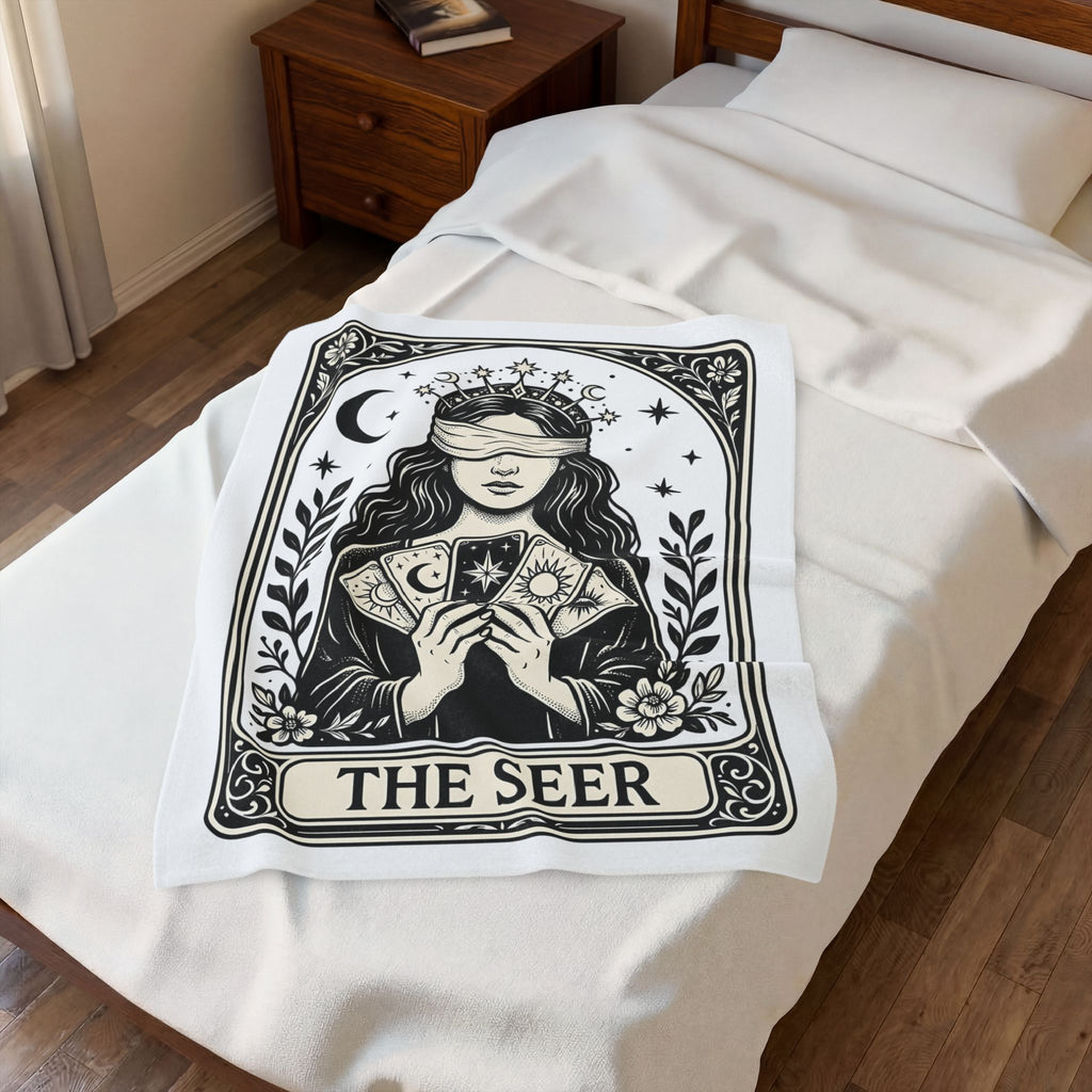Tarot Card Reader Blanket Boho Chic Spiritual Gift Women Mystical Blanket Fortune Teller Blanket Bohemian Enthusiast Esoteric Graphic Spiritual