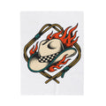 Cowboy Hat Blanket Cowgirl Western Gift Women Tattoo Art Blanket Stetson Blanket Rodeo Fan Tattooed Blanket Country Graphic Vintage Flames Blanket