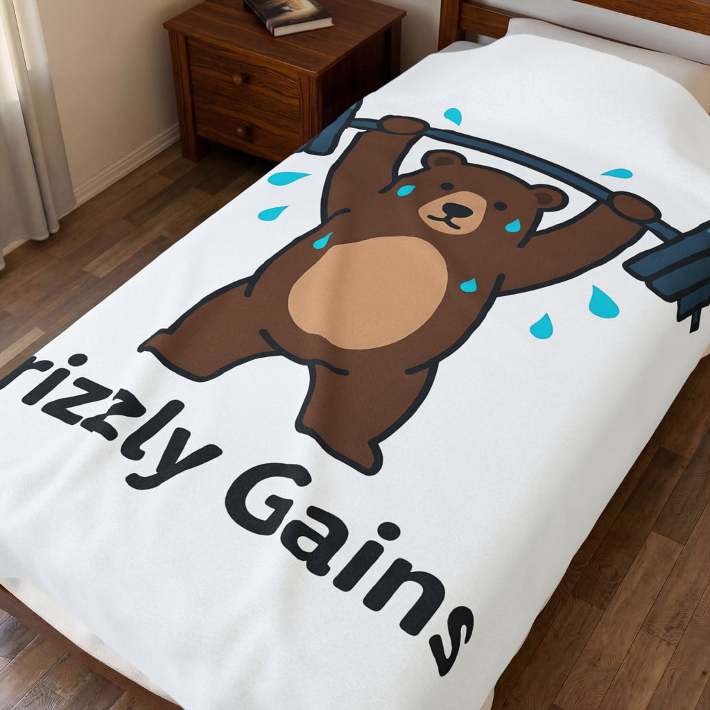 Bear Lifting Blanket Fitness Workout Gift Women Comic Blanket Grizzly Blanket Gym Enthusiast Cartoon Blanket Exercise Graphic Simple Weights Blanket