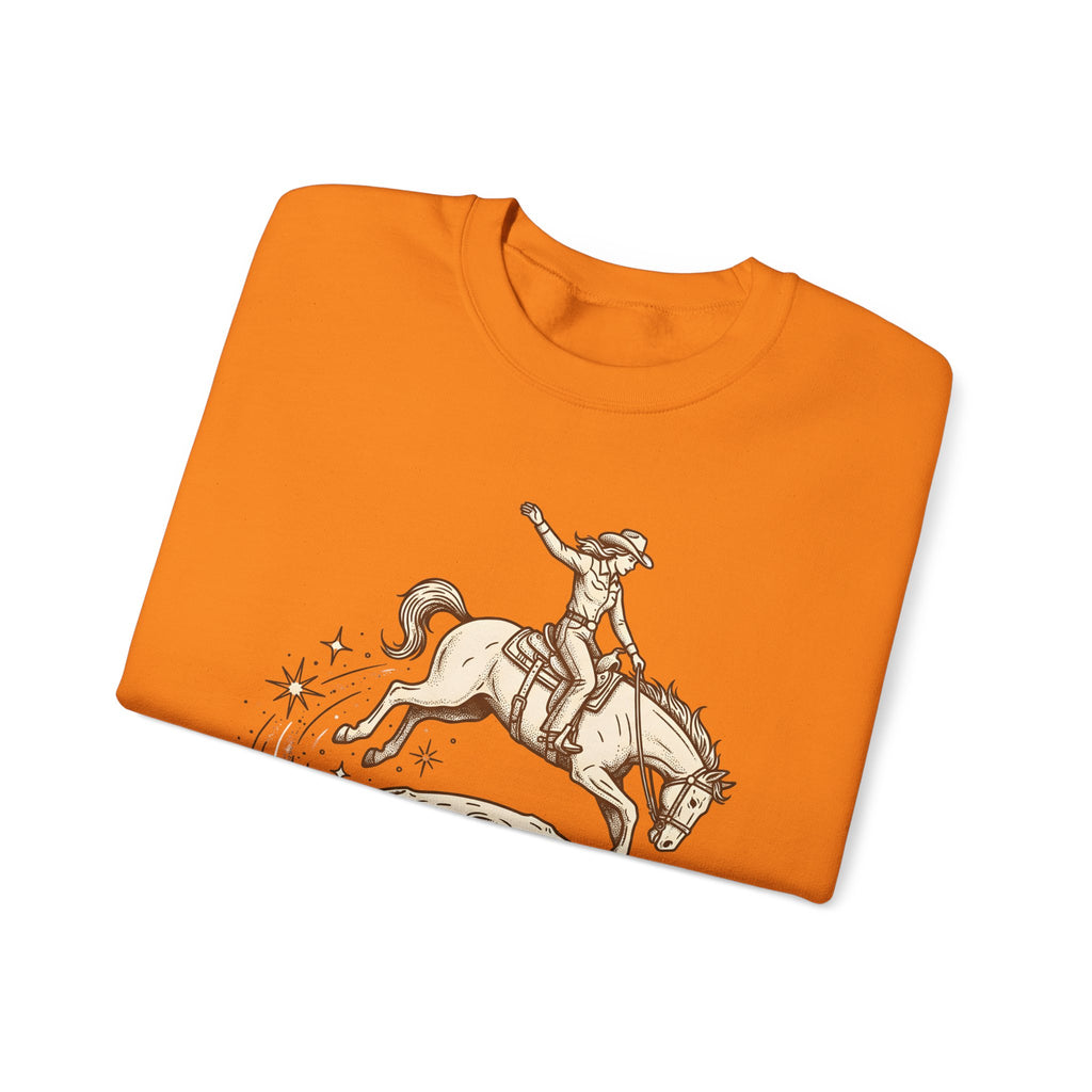 Cowboy Horse Cowgirl Ranch Gift Retro Stallion Cowboy Fan Horseback Sketch Crescent Sweatshirt