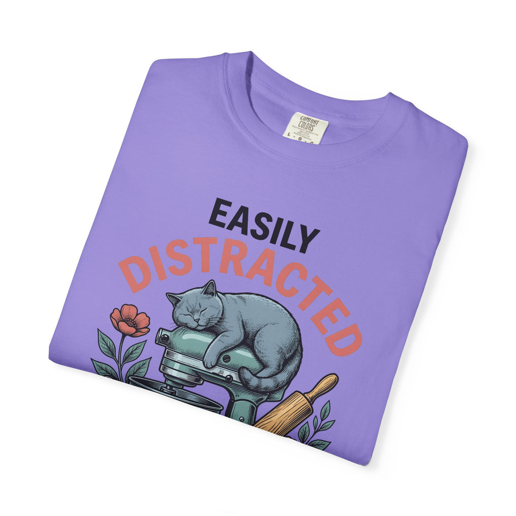 Cat Blender T-Shirt Cat Dessert Gift Women Retro T-Shirt Blender T-Shirt Cat Fan Vintage T-Shirt Pastry Graphic Sketch Blossoms T-Shirt