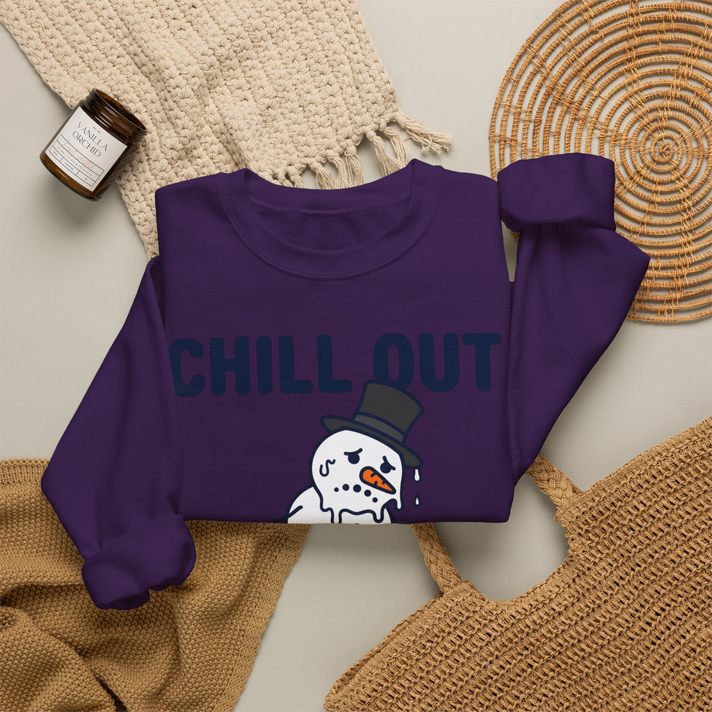 Melting Snowman Sweatshirt Christmas Comedy Gift Women Illustration Sweatshirt Frosty Sweatshirt Xmas Fan Drawing Graphic Sketch Top Hat Sweatshirt