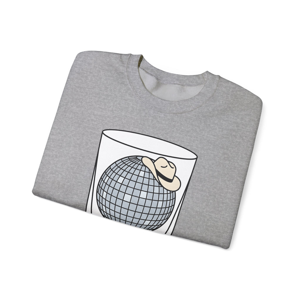 Disco Ball Glass Sweatshirt Cowgirl Festivity Gift Women Cartoon Sweatshirt Mirror Ball Sweatshirt Rodeo Fan Comic Sweatshirt Party Graphic Hand Drawn Cowboy
