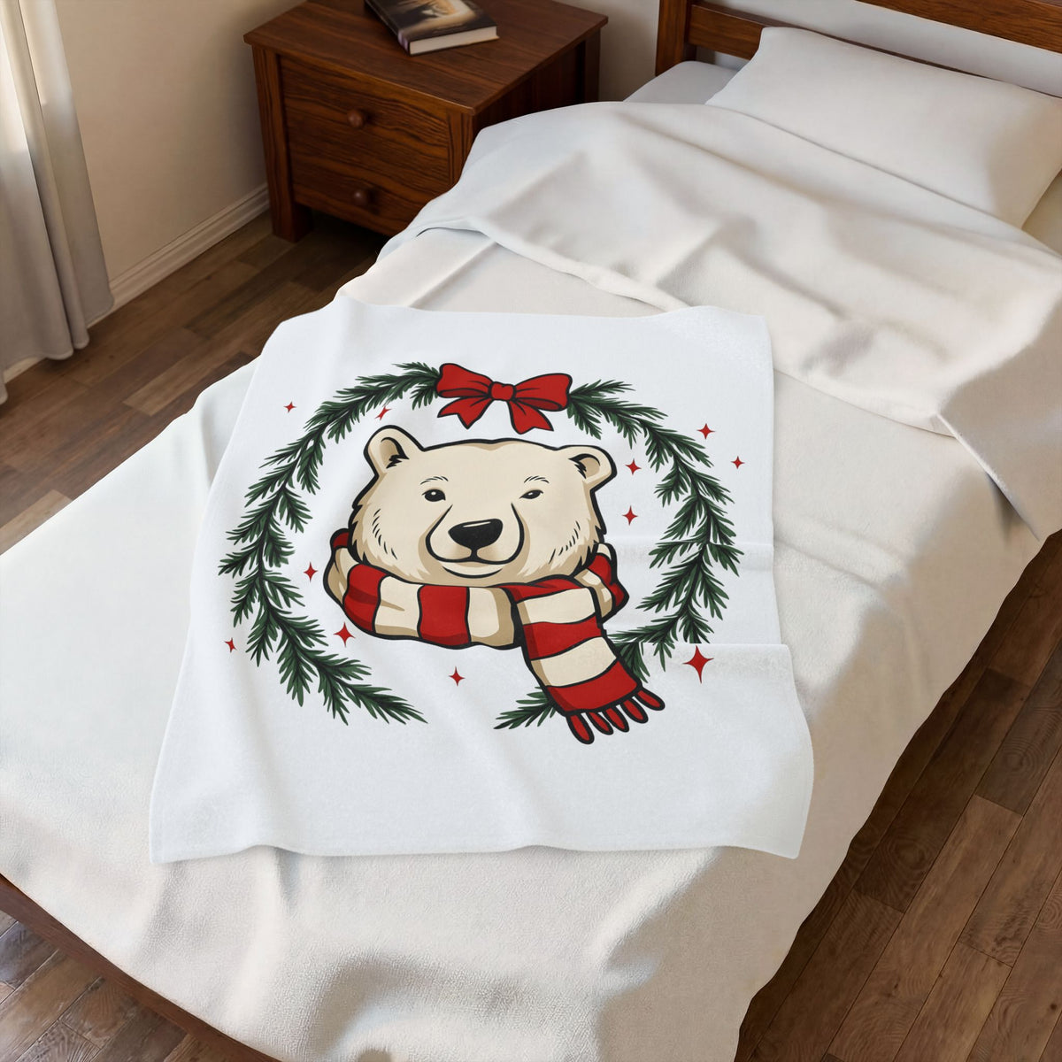 Arctic Bear Blanket Christmas Wildlife Gift Women Comic Blanket Polar Bear Blanket Xmas Fan Cartoon Blanket Animal Graphic Sketch Garland Blanket
