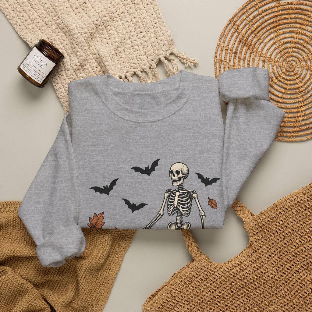 Dog Skeleton Costume Sweatshirt Halloween Animals Gift Women Scary Sweatshirt Dog Skeleton Sweatshirt Horror Fan Spooky Sweatshirt Creature Graphic Hand Drawn
