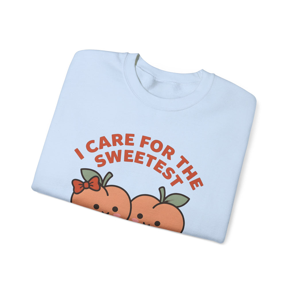 Adorable Peach Design Sweatshirt Nurses Gratitude Gift Women Chibi Sweatshirt Peach Sweatshirt Nurse Enthusiast Cartoon Sweatshirt Appreciation Graphic Comic