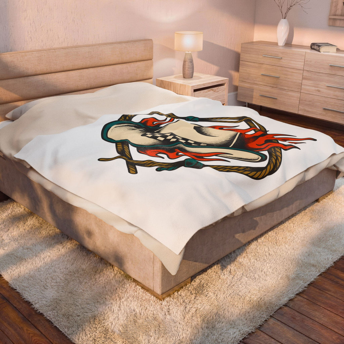 Cowboy Hat Blanket Cowgirl Western Gift Women Tattoo Art Blanket Stetson Blanket Rodeo Fan Tattooed Blanket Country Graphic Vintage Flames Blanket