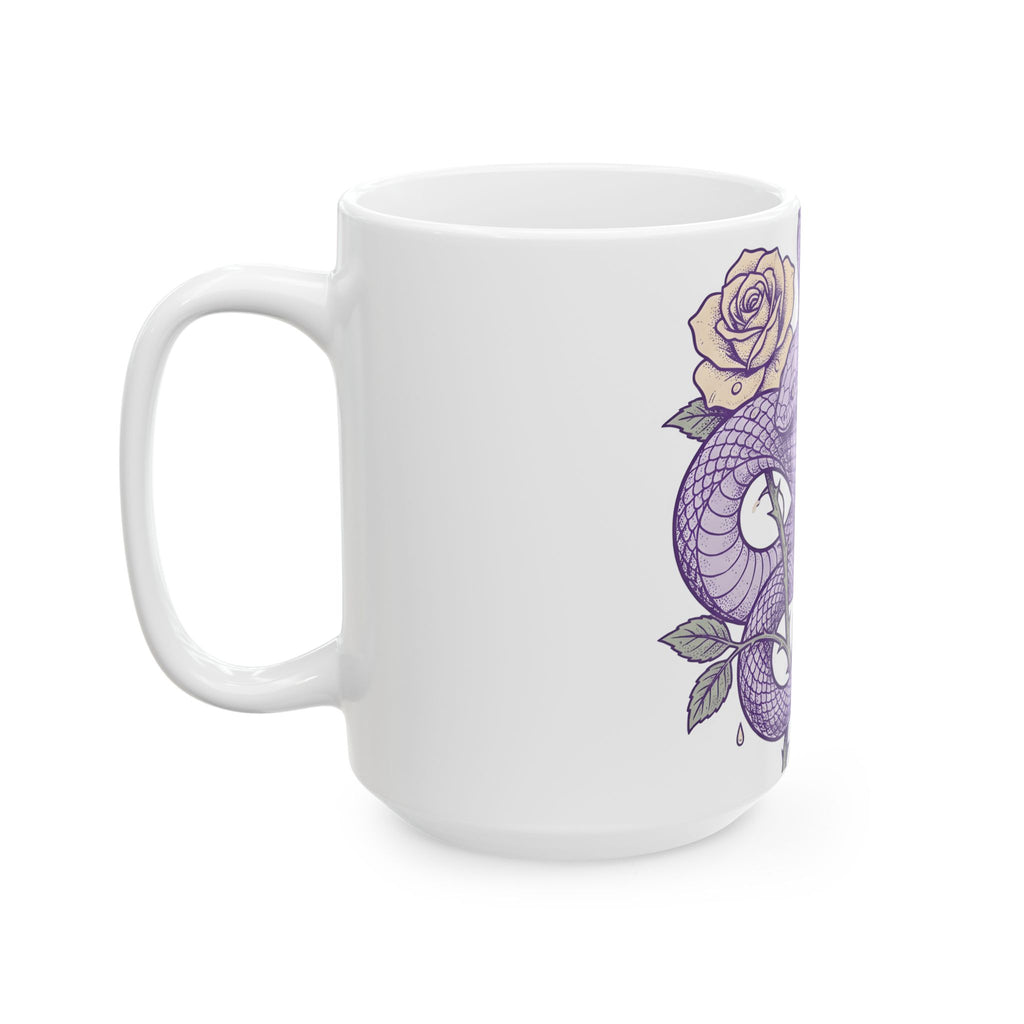 Snake Flower Mug Halloween Horror Gift Women Neo Traditional Mug Rafflesia Mug Spooky Fan Tattoo Mug Macabre Graphic Old School