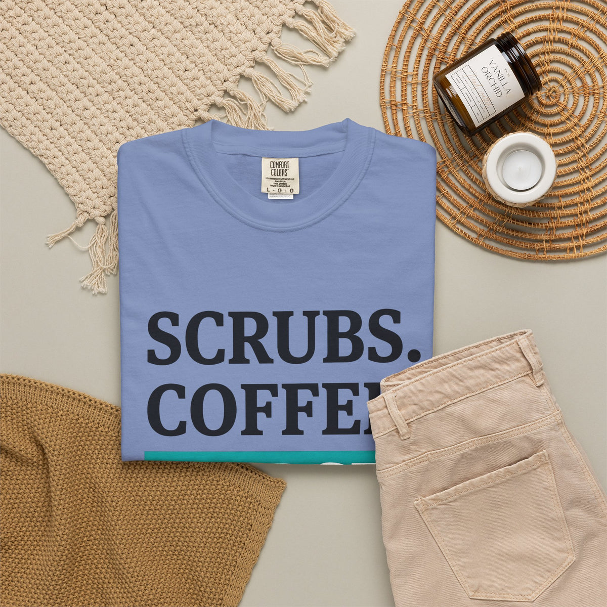 Coffee Cup T-Shirt Nurse Humor Gift Women Modern T-Shirt T-Shirt T-Shirt Rn Fan Contemporary T-Shirt Funny Graphic Minimalist Teal Highlight T-Shirt