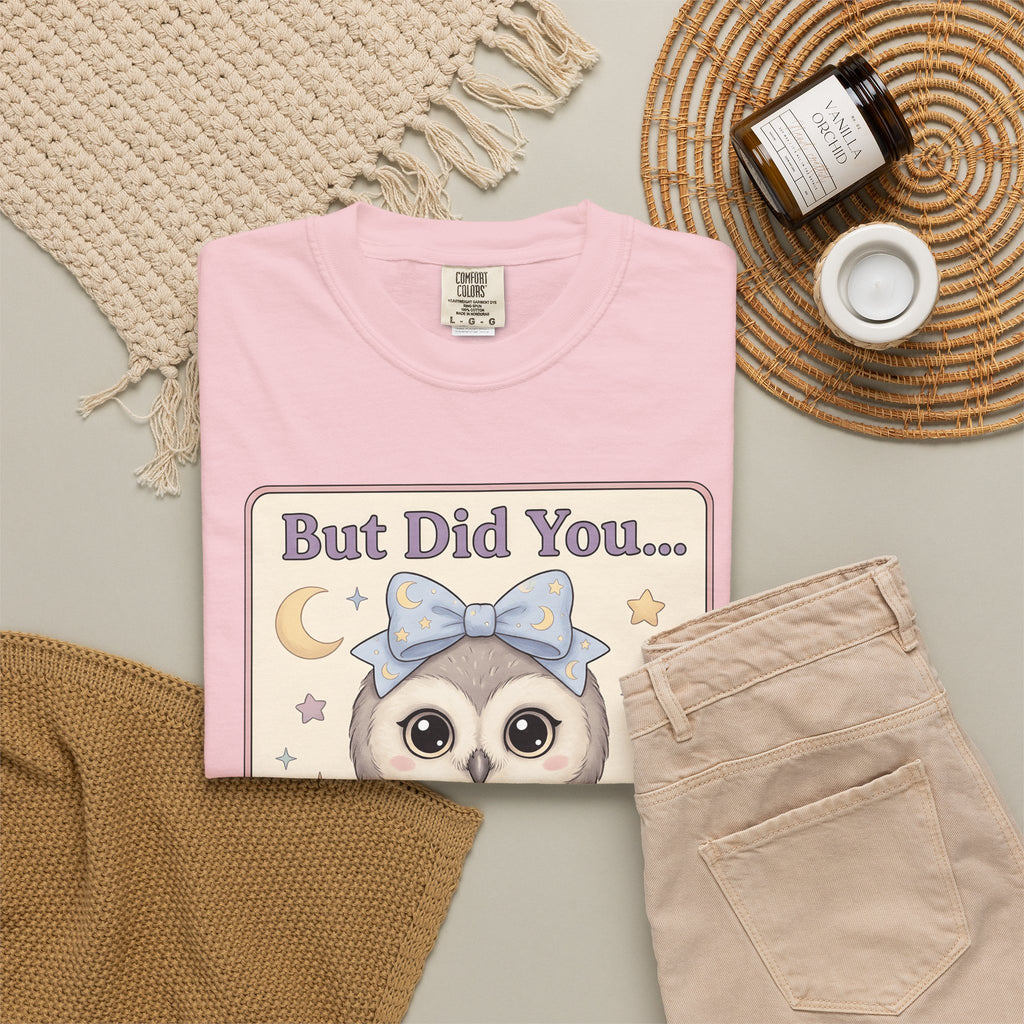 Owl Bow T-Shirt Teachers School Gift Women Kawaii T-Shirt Owl T-Shirt Educator Enthusiast Cute T-Shirt Classroom Graphic Pastel Laptop T-Shirt