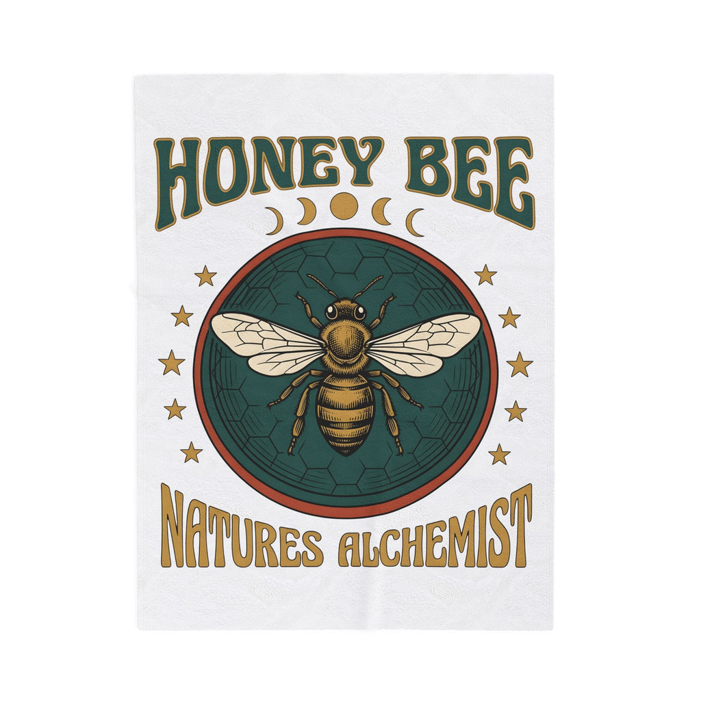Honey Bee Blanket Boho Chic Nature Gift Women Vintage Blanket Bee Blanket Bohemian Fan Distressed Graphic Illustration Retro Stars Blanket