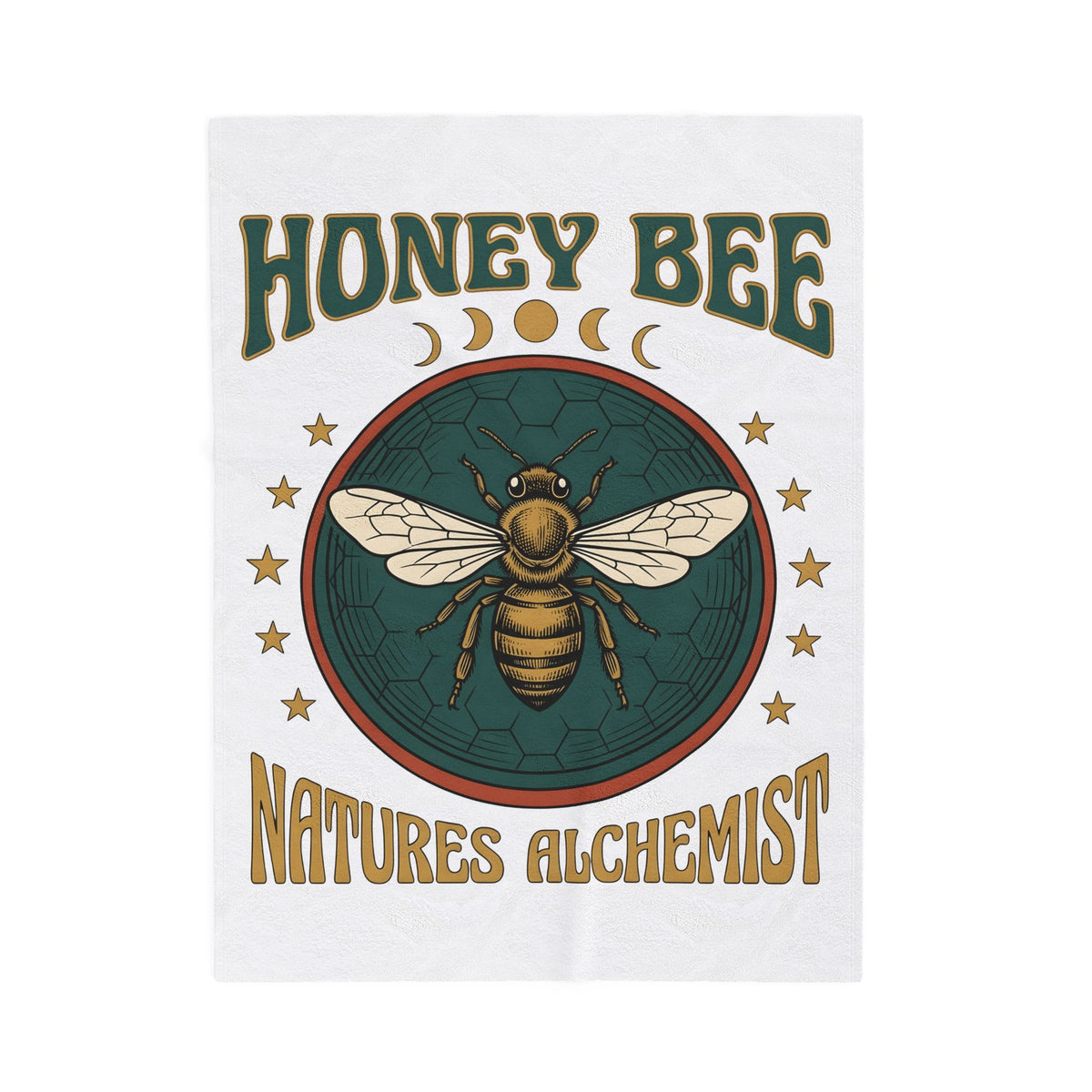 Honey Bee Blanket Boho Chic Nature Gift Women Vintage Blanket Bee Blanket Bohemian Fan Distressed Graphic Illustration Retro Stars Blanket